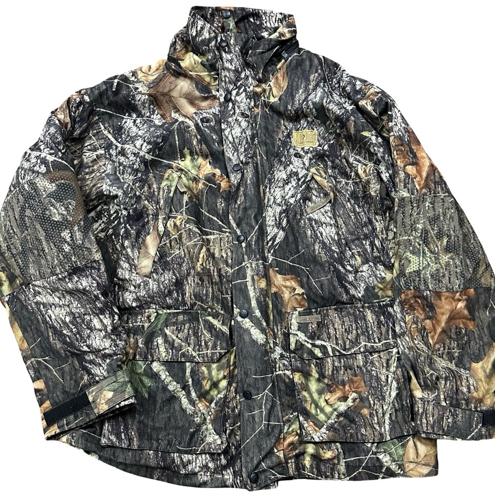 VTG Game Winner Mossy Oak Camo Jacket Coat Size Large Hunting Deer Turkey